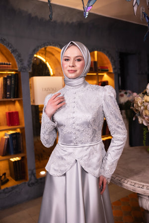 Amelisse Abiye Buz Gri - Görsel 5